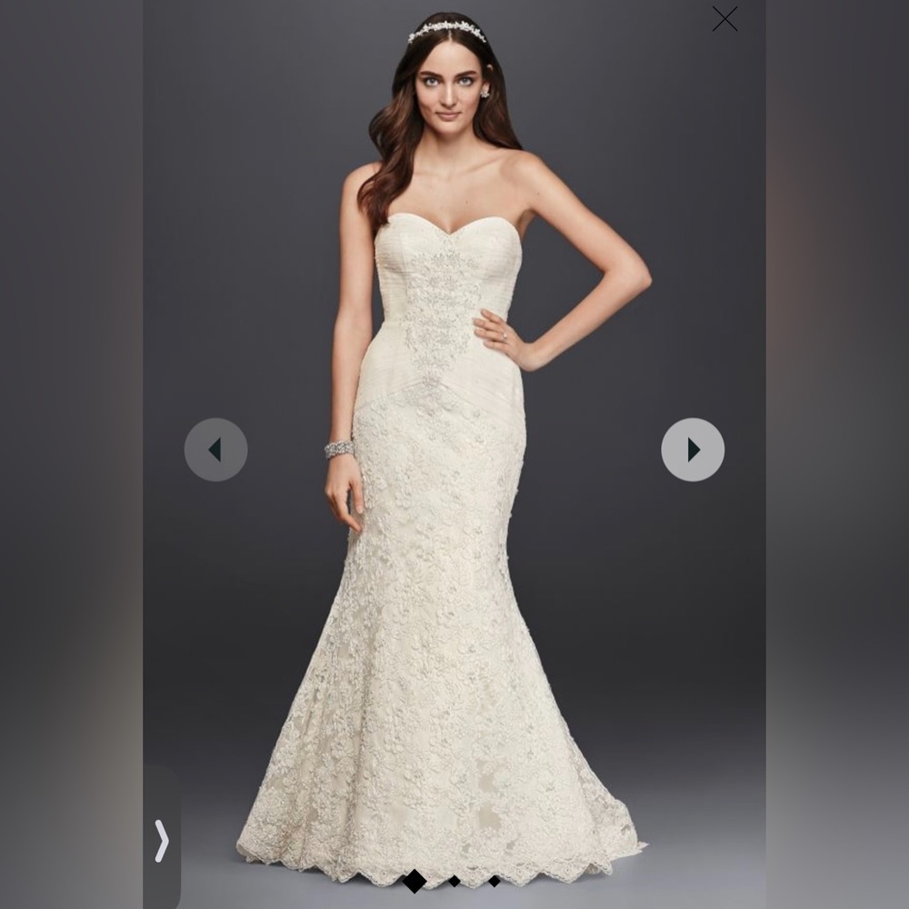 🍒NWT 16P oleg cassini strapless lace trumpet wedding dress